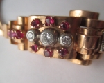 14k diamond & rubies ladies wristwatch earrings 3