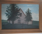 primitive folk art house oil on artist board 1