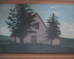 primitive folk art house oil on artist board 2