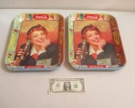 coca cola counter girl advertising trays 1