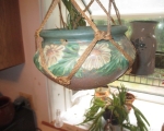 roseville dahlrose hanging planter