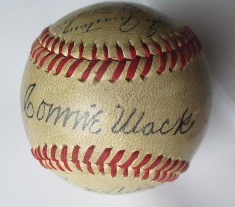 Baseball Hall of Fame Coach Connie Mack signed baseball