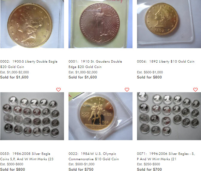 A few coins sold in our October 2020 online auction from an Orange, MA estate