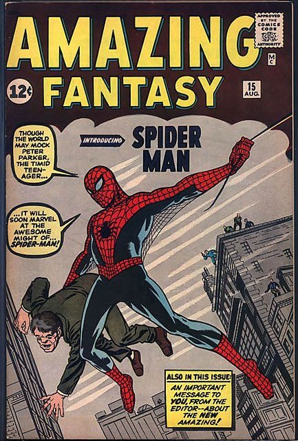 1962 copy of Amazing Fantasy # 15 featuring the first appearance of Spider-Man, sold for nearly $800,000 at auction
