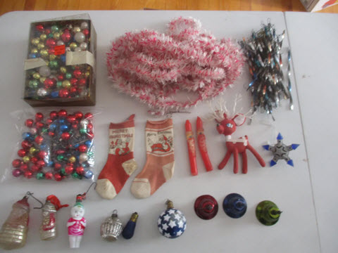 Vintage Christmas Ornaments, Balls, Bulbs, Icicles - sold for $75 at our December 2021 auction from a Providence estate
