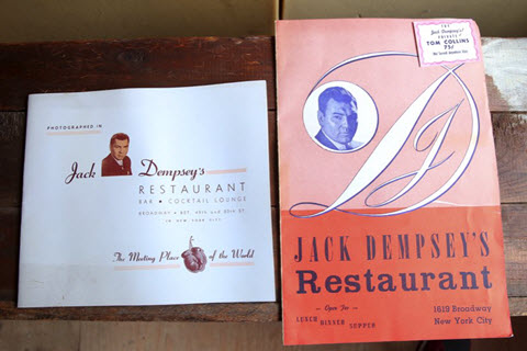 Boxing heavyweight champion Jack Dempsey restaurant menu