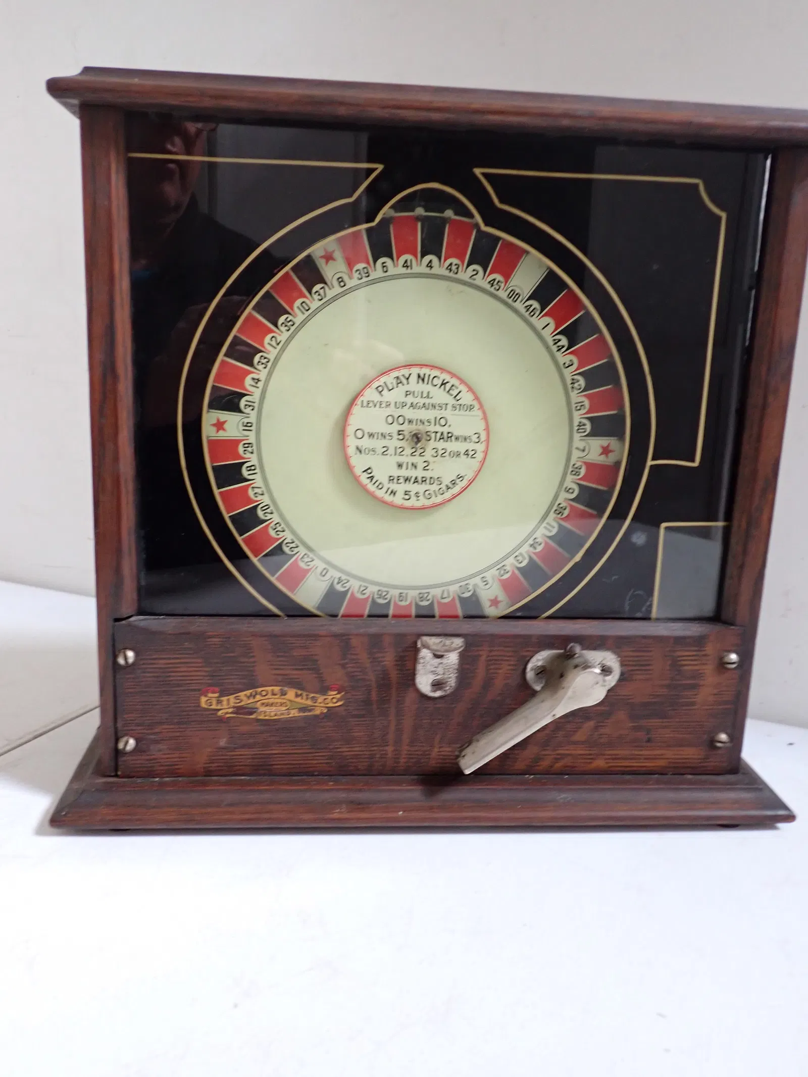 Griswold Nickel Gaming Wheel Trade Stimulator Wins 5¢ Cigars - sold at auction for $900