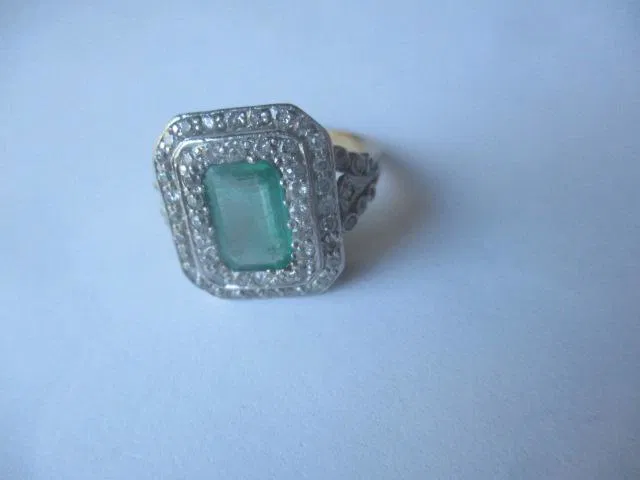 18K Emerald & Diamond Tiffany Platinum Ring - sold at auction for $4,200