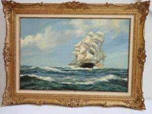 Montague Dawson Sailing Ship Oil on Canvas Painting, Sold at Auction for $6,300 in October 2024