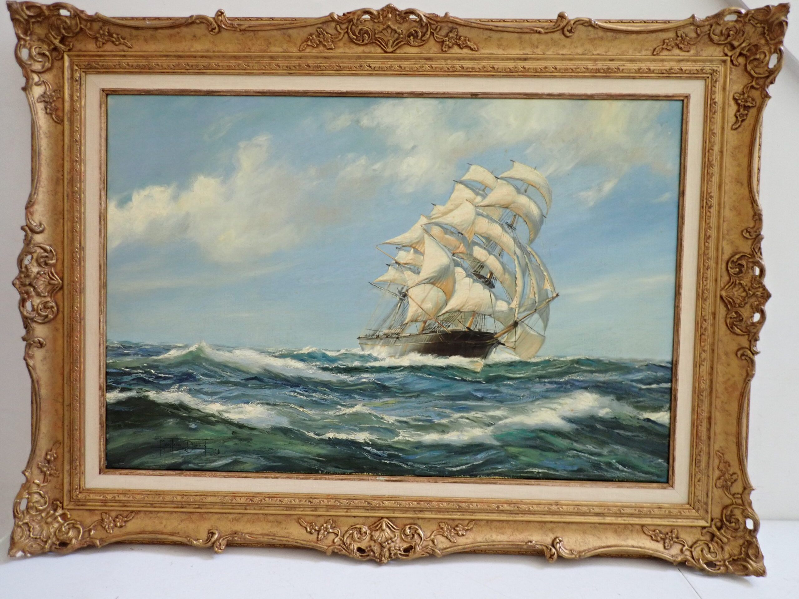 Montague Dawson Sailing Ship Oil on Canvas Painting, Sold at Auction for $6,300 in October 2024