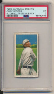 Chief Bender HOF - Pitching Trees in Back Carolina Brights T206 - sold at auction for $3000