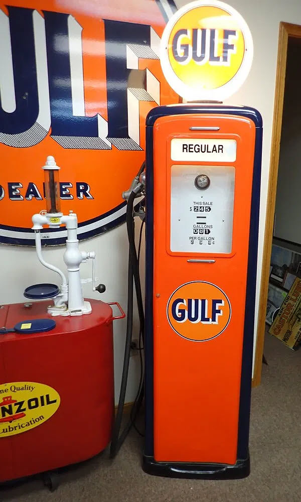 Gulf Gas Pump - sold at auction for $3500 by Central Mass Auctions